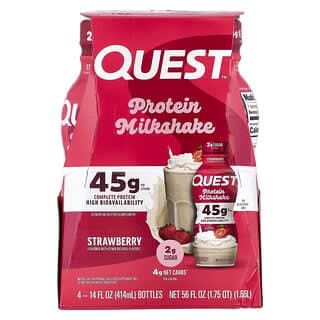Quest Nutrition, 蛋白質奶昔，草莓味，4 瓶，每瓶 14 液量盎司（414 毫升）