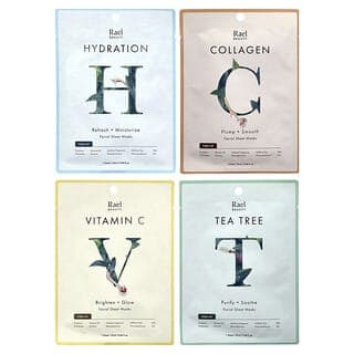 Rael, 週期同步美容面膜套裝，4 片，每片 0.84 液量盎司（25 毫升）