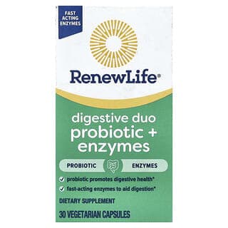 Renew Life, Digestive Duo 益生菌 + 酶，30 粒素食膠囊