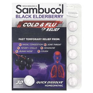 Sambucol, 黑接骨木果莓，著涼和流感緩解，30 片