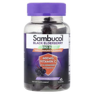 Sambucol, 黑接骨木果，無糖，三重機體抵抗軟糖，45 粒