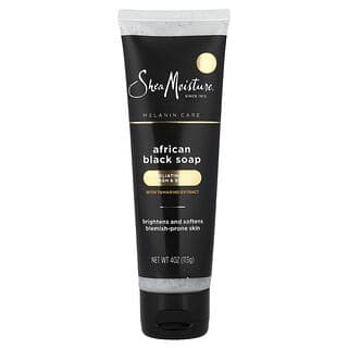 SheaMoisture, 含羅望子提取物的淨化洗面奶和磨砂膏，非洲黑塊皁，無香，4 盎司（113 克）