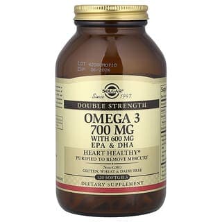 Solgar, Omega-3，EPA 和 DHA，雙重強度，120 粒軟膠囊