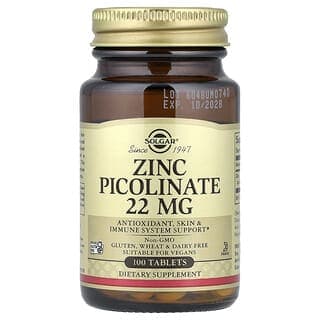 Solgar, 吡啶甲酸鋅，22 毫克，100 片