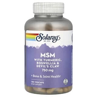 Solaray, MSM 含姜黃、乳香和南非鉤麻，180 粒素食膠囊