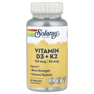 Solaray, 維生素 D3 + K2，無大豆，60 粒素食膠囊
