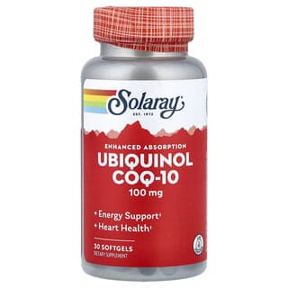 Solaray, 泛醇輔酶 Q10，加強吸收，100 毫克，30 粒軟膠囊
