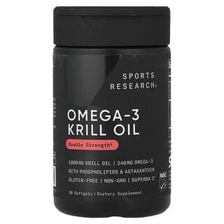 Sports Research, Omega-3 磷虾油，双倍功效，1,000 毫克，30 粒软凝胶