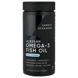 Sports Research, 阿拉斯加 Omega-3 魚油，三倍功效，180 粒軟膠囊