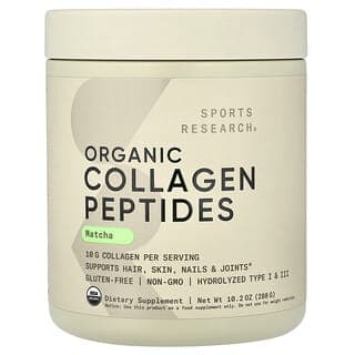 Sports Research, 膠原蛋白肽，含 1 型和 3 型水解膠原和抹茶，10.16 盎司（288 克）