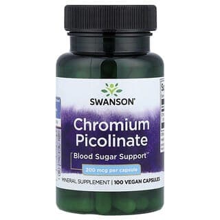 Swanson, 吡啶羧酸鉻，200 微克，100 粒全素膠囊