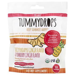 Tummydrops, 有機、多汁鳳梨姜和楊梅薑，33 錠劑