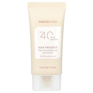 Thank You Farmer, Sun Project，米色礦物抗曬霜，SPF40，1.69 液量盎司（50 毫升）
