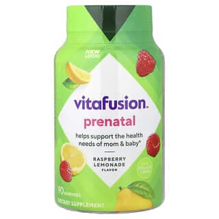 VitaFusion, 產前維生素軟糖，天然樹莓檸檬水味，90 粒軟糖