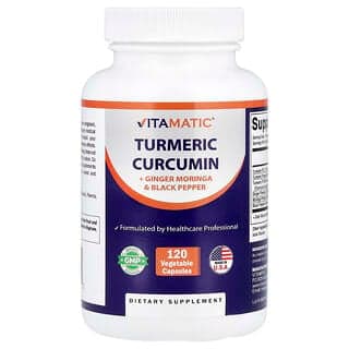 Vitamatic, 姜黃素 + 姜辣木和黑胡椒，120 粒素食膠囊