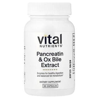 Vital Nutrients, 胰酶和牛膽汁提取物，60 粒膠囊