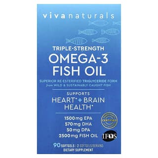 Viva Naturals, Omega-3 魚油，三倍功效，90 粒軟膠囊