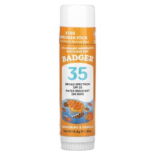 Badger, 兒童，天然礦物抗曬霜棒，SPF 35，橘子和香草，0.65 盎司（18.4 克）