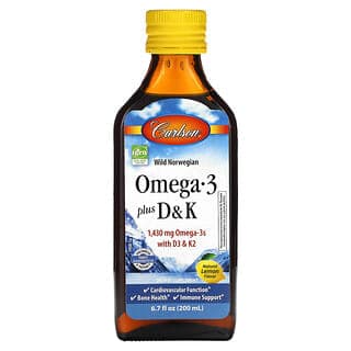 Carlson, Omega-3 脂肪酸 + D3 和 K2,天然檸檬味,1430 毫克,6.7 液量盎司(200 毫升)