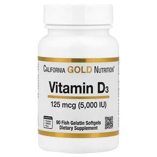 California Gold Nutrition, 維生素 D3,125 微克(5000 國際單位),90 粒魚明膠軟膠囊