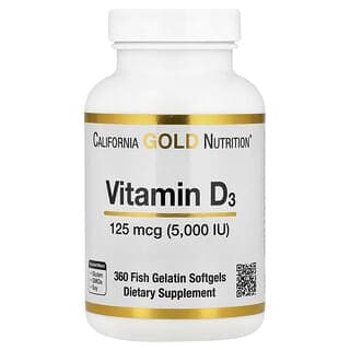 California Gold Nutrition, 維生素 D3,125 微克(5000 國際單位),360 粒魚明膠軟膠囊