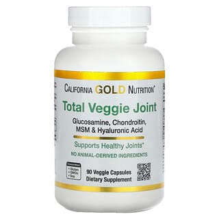 California Gold Nutrition, Total Veggie 關節幫助配方,含葡萄糖胺、軟骨素、MSM 和玻尿酸,90 粒素食膠囊
