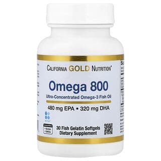 California Gold Nutrition, Omega 800 超濃縮 Omega-3 魚油,KD-Pur® 甘油三酯形式,30 粒魚明膠軟膠囊(每粒軟膠囊 1,000 毫克)