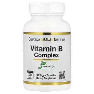 California Gold Nutrition, 維生素 B 複合物素食膠囊,含葉酸、生物維生素、泛酸和維生素 B6,60 粒