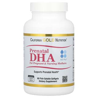 California Gold Nutrition, 適用於孕婦和哺乳期女性的產前 DHA,含 Omega-3 脂肪酸 DHA、EPA 和膽鹼,60 粒魚明膠軟膠囊