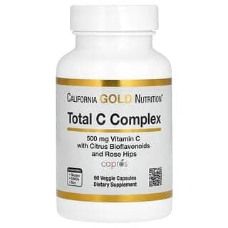 California Gold Nutrition, Total C 複合物,含抗壞血酸、餘甘子提取物、柑橘生物類黃酮和玫瑰果提取物,500 毫克,60 粒素食膠囊