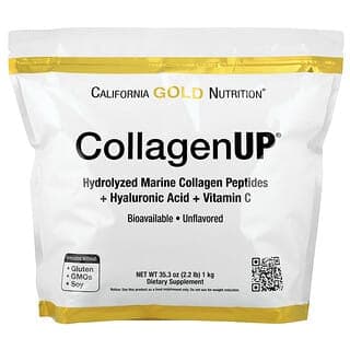 California Gold Nutrition, CollagenUP®,水解海洋膠原蛋白肽 + 透明質酸和維生素 C,原味,2.2 磅(1 千克)