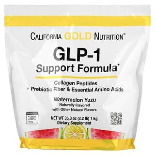 California Gold Nutrition, GLP-1 支援配方,含水解海洋膠原蛋白肽、益生元抗消化纖維混合物和富含亮氨酸的必需氨基酸混合物,原味,2.2 磅(1 千克)