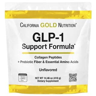 California Gold Nutrition, GLP-1 支援配方,含水解海洋膠原蛋白肽、益生元抗消化纖維混合物和富含亮氨酸的必需氨基酸混合物,原味,14.46 盎司(410 克)
