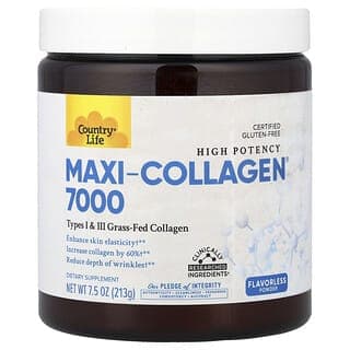 Country Life, Maxi-Collagen® 7000 粉,優效,無味,7.5 盎司(213 克)
