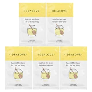 Idealove, Superfood Skin Savior, For Love and Honey,5 片美容面膜,每片 0.68 液量盎司(20 毫升)