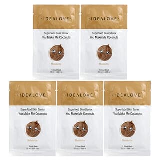 Idealove, Superfood Skin Savior,You Make Me Coconuts,5 片美容片裝面膜,每片 0.68 液量盎司(20 毫升)