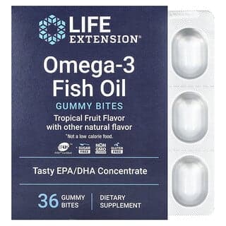 Life Extension, Omega-3 魚油軟糖零食,熱帶水果味,750 毫克,36 粒