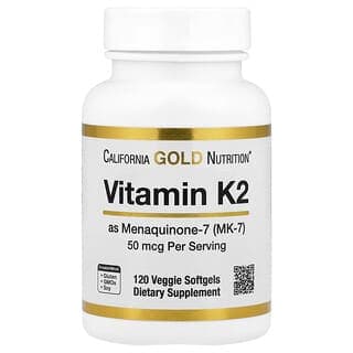 California Gold Nutrition, 維生素 K2(甲萘醌-7),50 微克,120 粒素食軟膠囊
