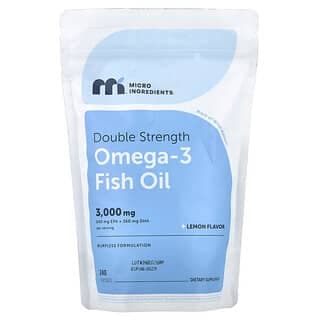 Micro Ingredients, 雙重功效 Omega-3 魚油,檸檬味,240 粒軟膠囊(每粒 1,000 毫克)