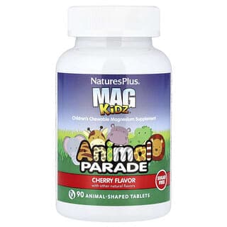 NaturesPlus, MagKidz®,Animal Parade®,兒童鎂咀嚼片,櫻桃味,90 片動物狀片劑(每片 50 毫克)