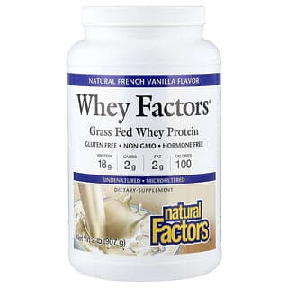 Natural Factors, 乳清因數,草飼乳清蛋白,天然法國香草香料,2 磅(907 克)