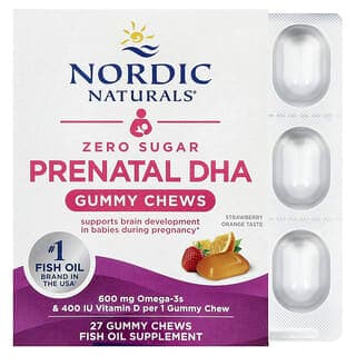 Nordic Naturals, 無糖產前 DHA,草莓橙味,27 片軟糖咀嚼片