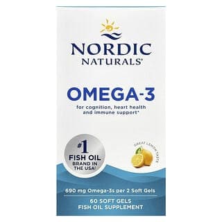 Nordic Naturals, Omega-3,檸檬味,690 毫克,60 粒軟凝膠(每粒軟凝膠 345 毫克)