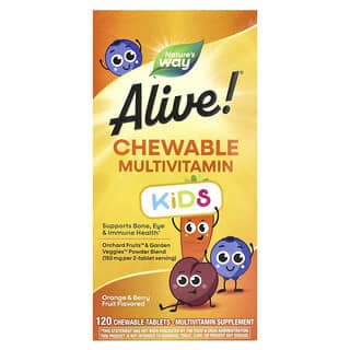 Nature's Way, Alive!® Kids,多維生素咀嚼片,2 歲以上,橙子漿果味,120 片咀嚼片