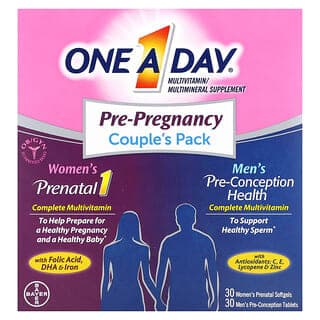 One-A-Day, 備孕夫妻套裝,女性產前健康和男性備孕健康,30 粒女性產前軟膠囊,30 粒男性備孕片劑