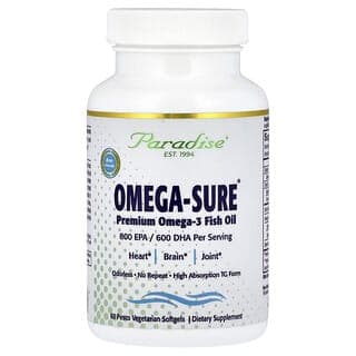 Paradise Herbs, Omega-Sure®,優質 Omega-3 魚油,60 粒 Pesco 素食軟膠囊