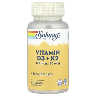 Solaray, 維生素 D3 + K2,無大豆,60 粒素食膠囊