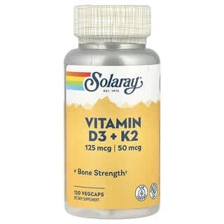 Solaray, 維生素 D3 + K2,無大豆,120 粒素食膠囊