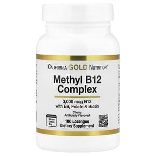 California Gold Nutrition, 維生素 B12,櫻桃味,3000 微克,100 錠劑