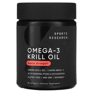 Sports Research, Omega-3 磷蝦油,雙倍功效,1,000 毫克,60 粒軟凝膠